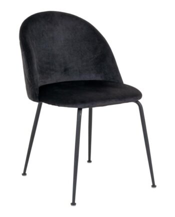 Geneve Spisebordsstol i Sort Velour - 2 stk. Tilbud!