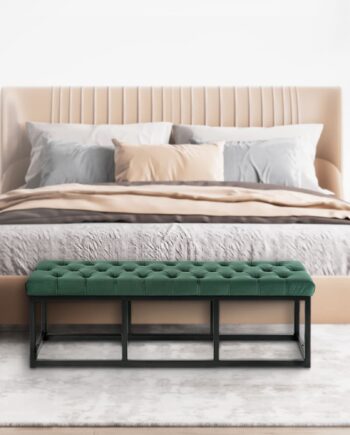 Bænk 120 cm med Fløjlsbetræk i Grøn - Designhome
