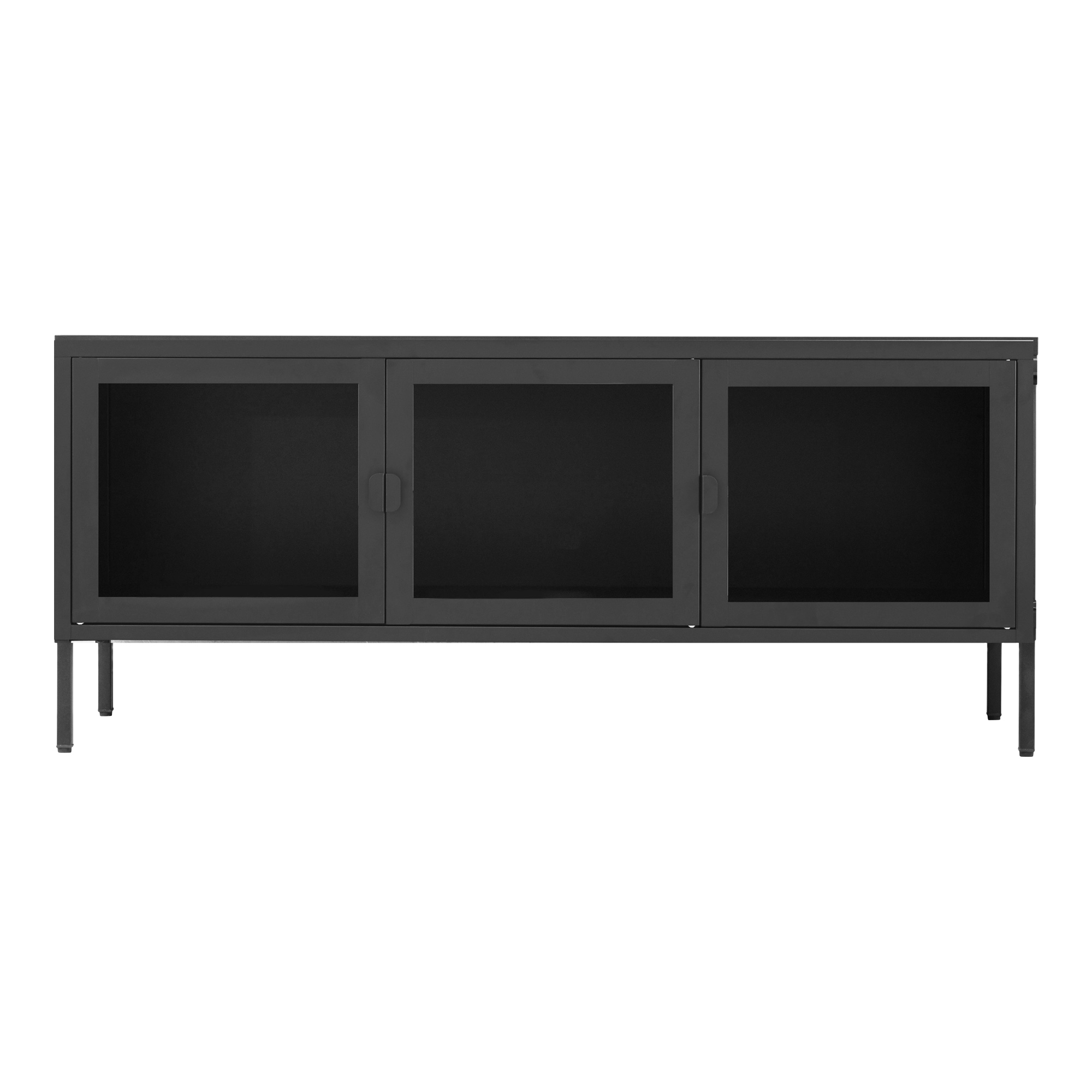 Brisbane TV-Bænk med Glaslåger i Sort 130 cm