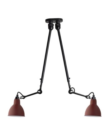 302 Dobbelt Loftlampe i Sort og Rød - Unik Designlampe
