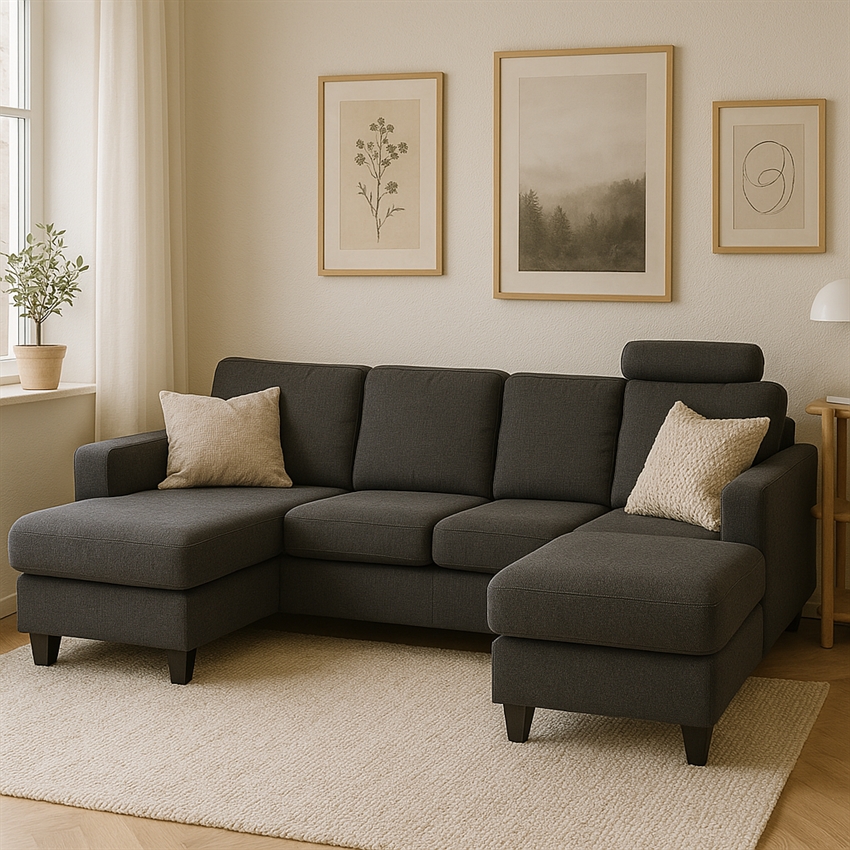 Aalborg U-sofa i Mørkegrå - Elegance og Komfort