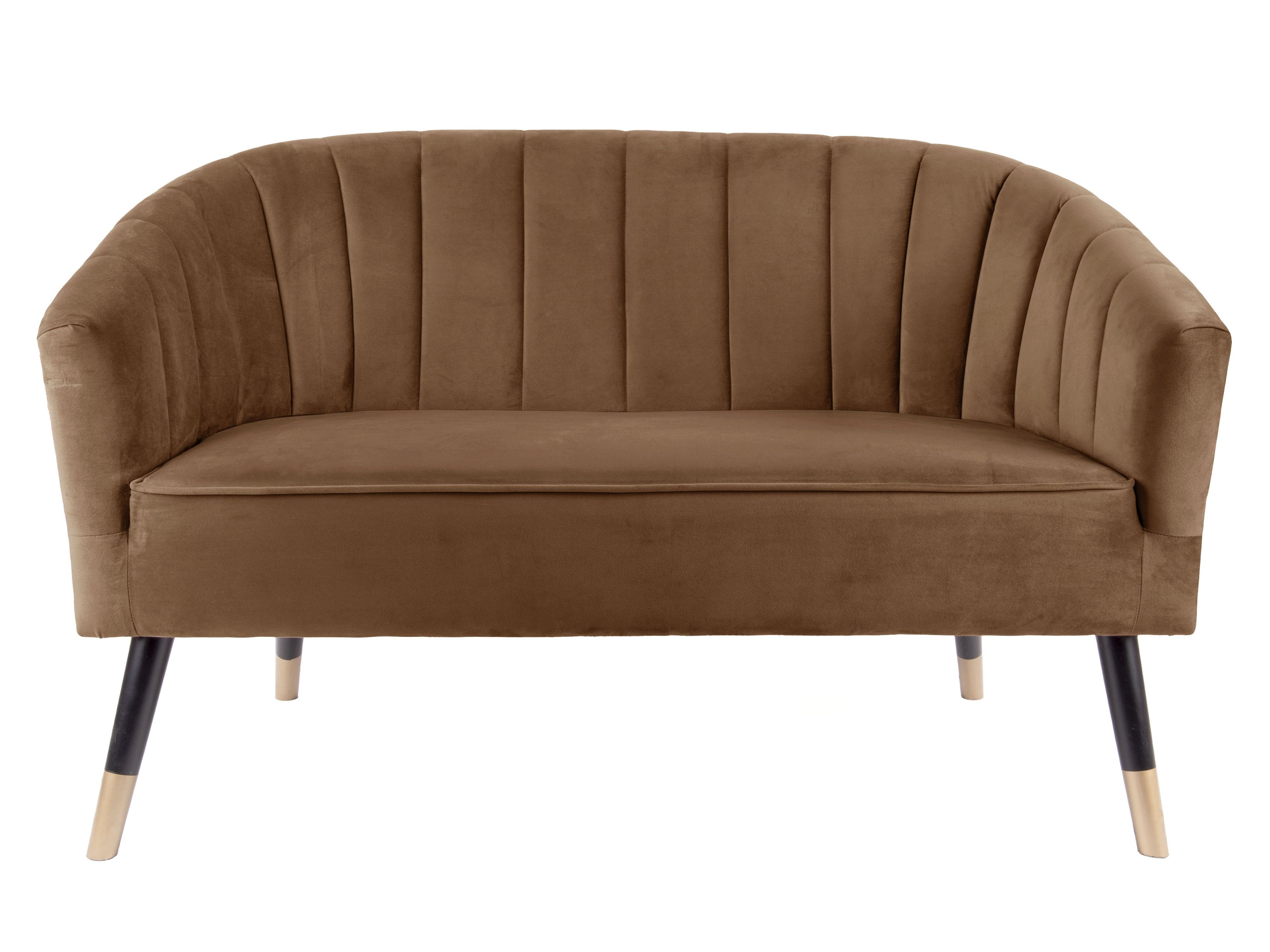 2-Personers Sofa Royal i Brun Velour med Guldben