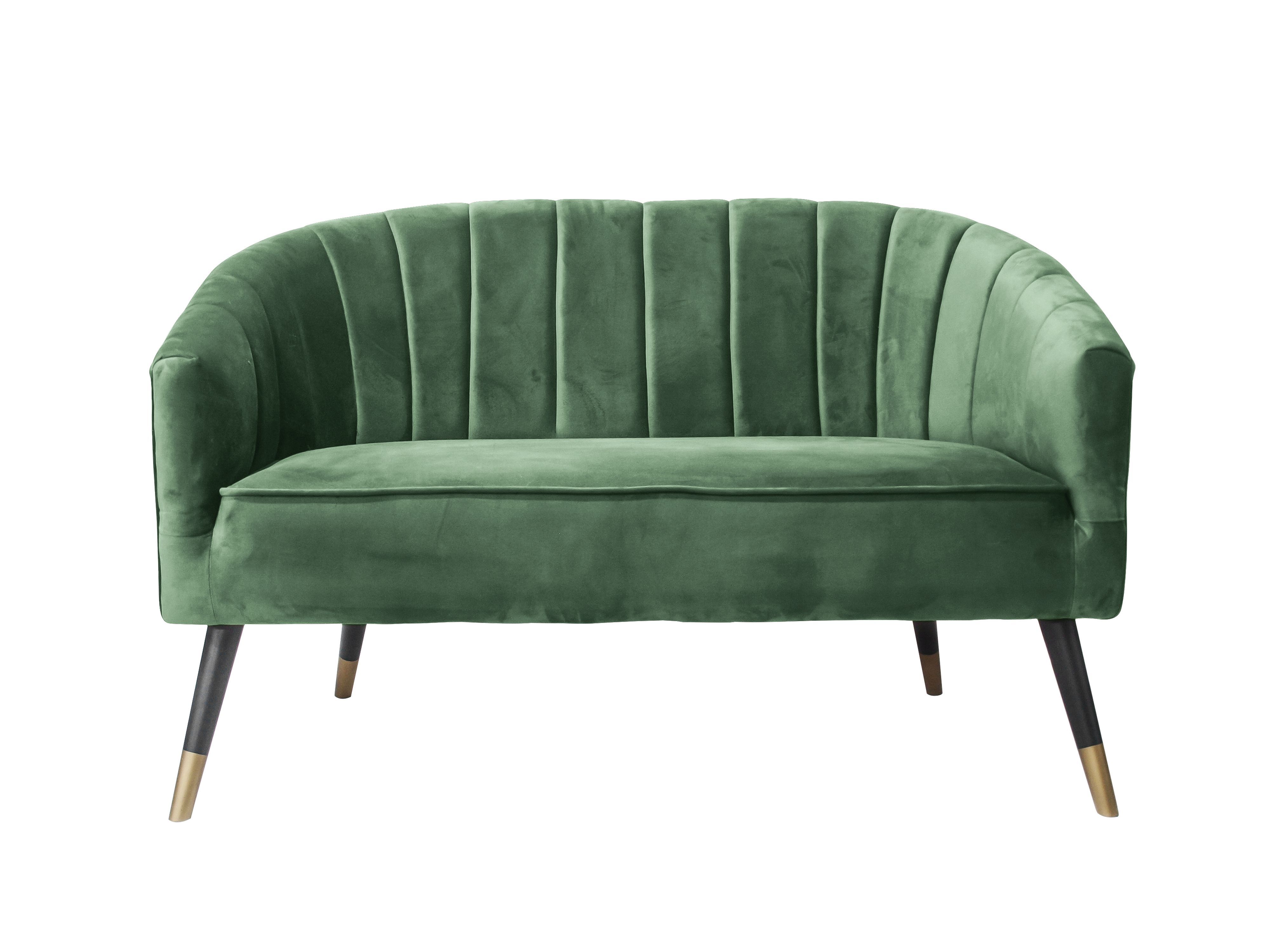 2-personers Sofa Royal i Grøn Velour med Guldben