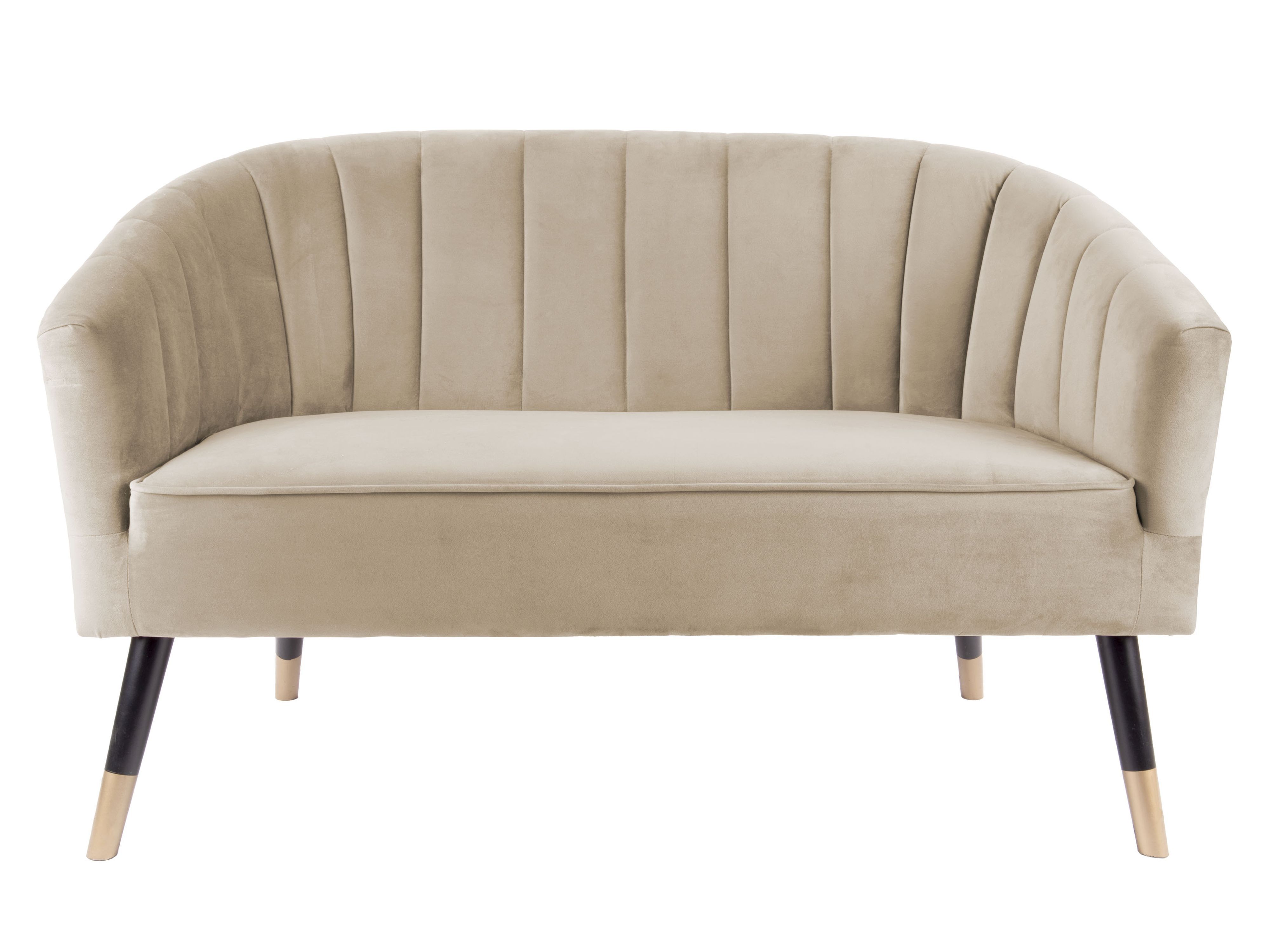 2-personers Royal Sofa i Sandfarvet Velour med Guldben