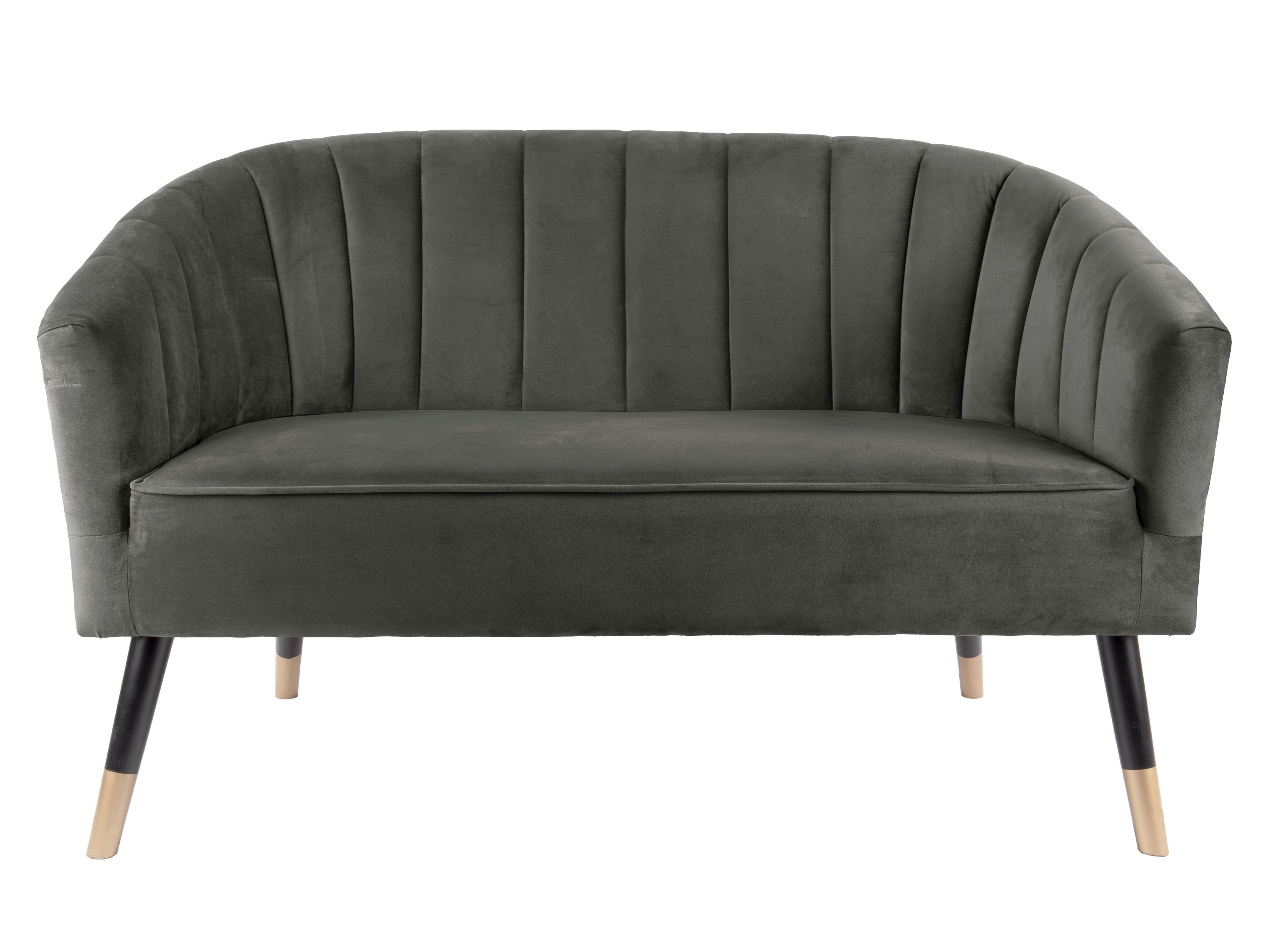 2-Personers Sofa i Royal Taupe Velour med Guldben