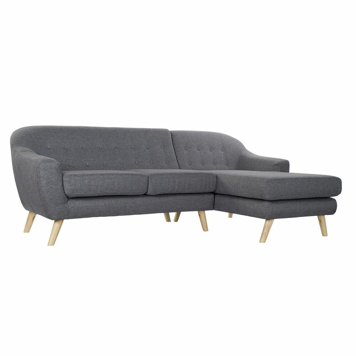 3-Personers Sofa i Grå Polyester og Gummitræ - Scandi Stil