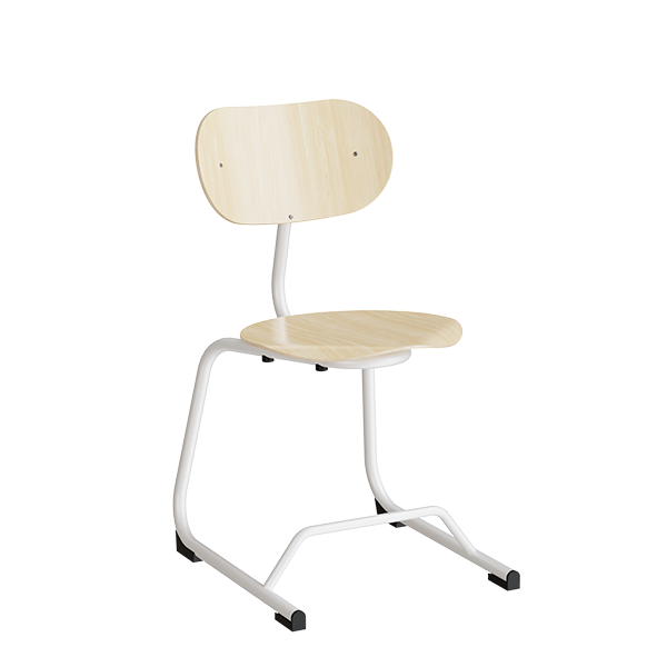 Stol Smile Birk Laminat med Hvide Ben - Tilbud!