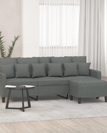 3-Personers Sofa Med Fodskammel - Mørkegrå Tilbud!