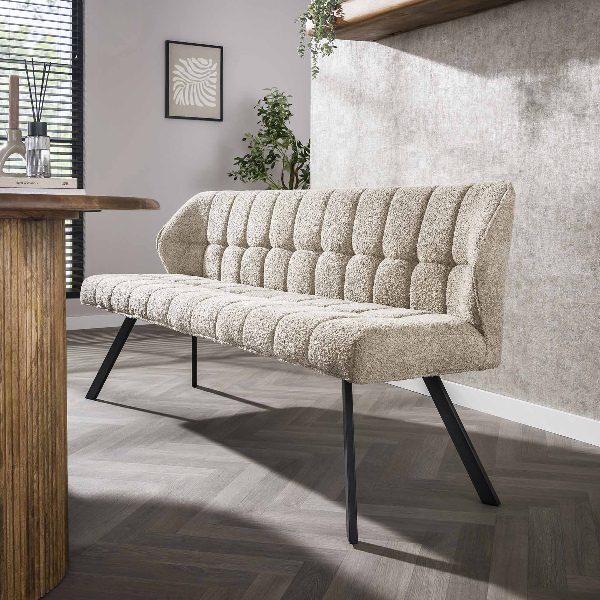 Clapton Bænk i Boucle Sandfarve - Moderne Design 180 cm