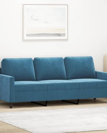 3-Personers Sofa i Blå Velour - Elegant og Komfortabel