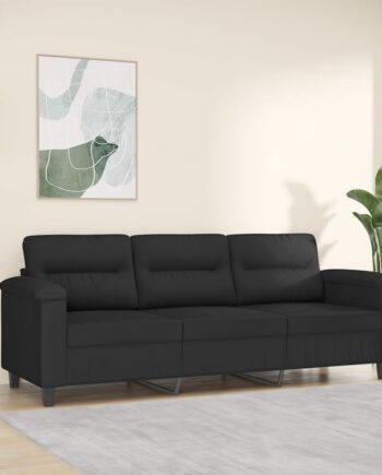 3-Personers Sofa i Sort Mikrofiber - Perfekt til Hjemmet