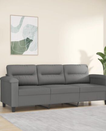 3-Personers Sofa i Mørkegrå Mikrofiber - Kvalitet til Hjemmet
