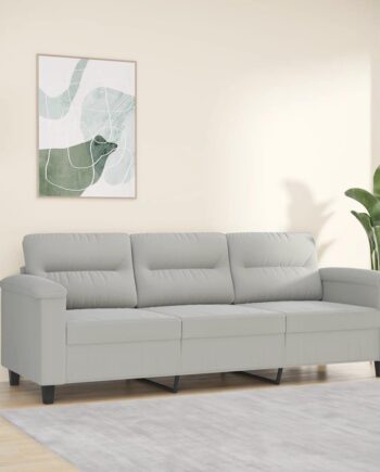 3-Personers Sofa i Lysegrå Mikrofiber - Perfekt til Hjemmet
