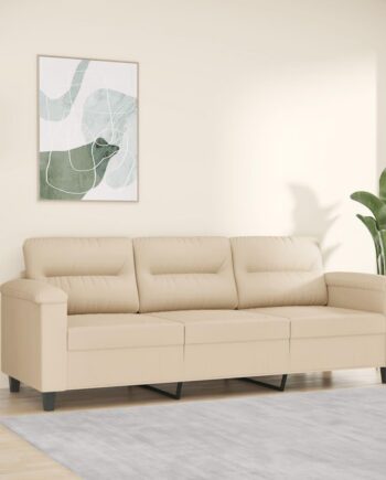 3-Personers Cremefarvet Sofa i Mikrofiber – Tilbud!