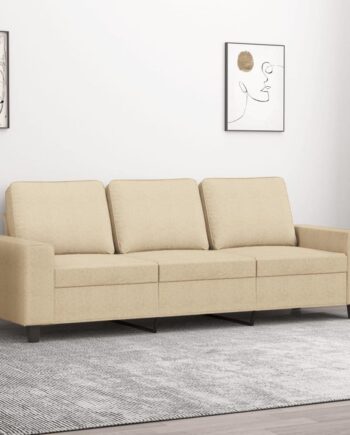 3-Personers Sofa i Cremefarvet Stof - Ideel til Hjemmet