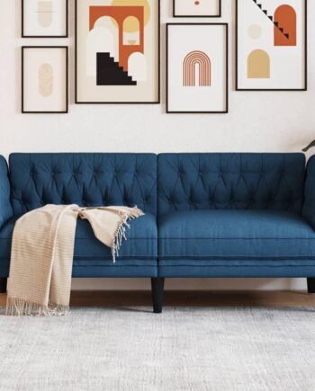 3-Personers Chesterfield Sofa i Blåt Stof - Kvalitet og Stil