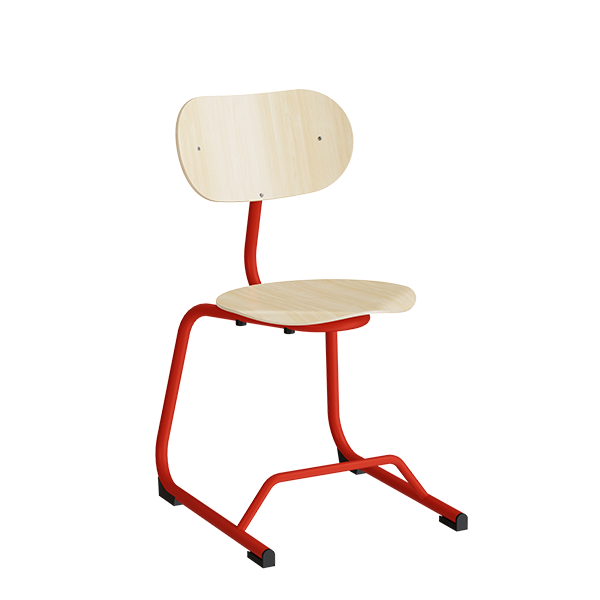 Stol Smile Birk Laminat med Røde Ben - Udsalg!
