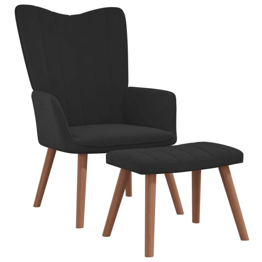Elegant fløjl lænestol med fodskammel – moderne design