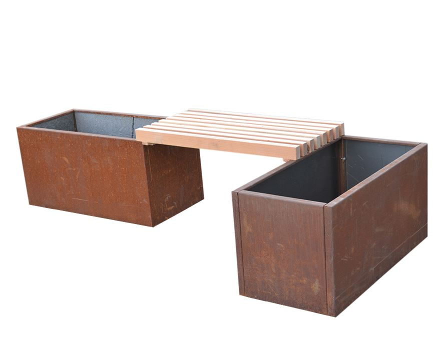 Højbede Corten med Bænk fra Zinkbakken - Fantastisk tilbud!
