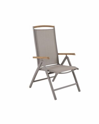 Andy Pos Stol i Khaki med Teak - Komfortabel Havestol