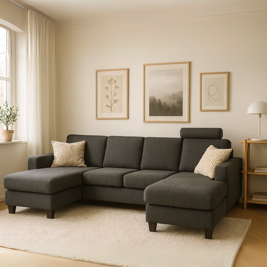 Aalborg U-sofa i Mørkegrå – Elegant Design til Dit Hjem
