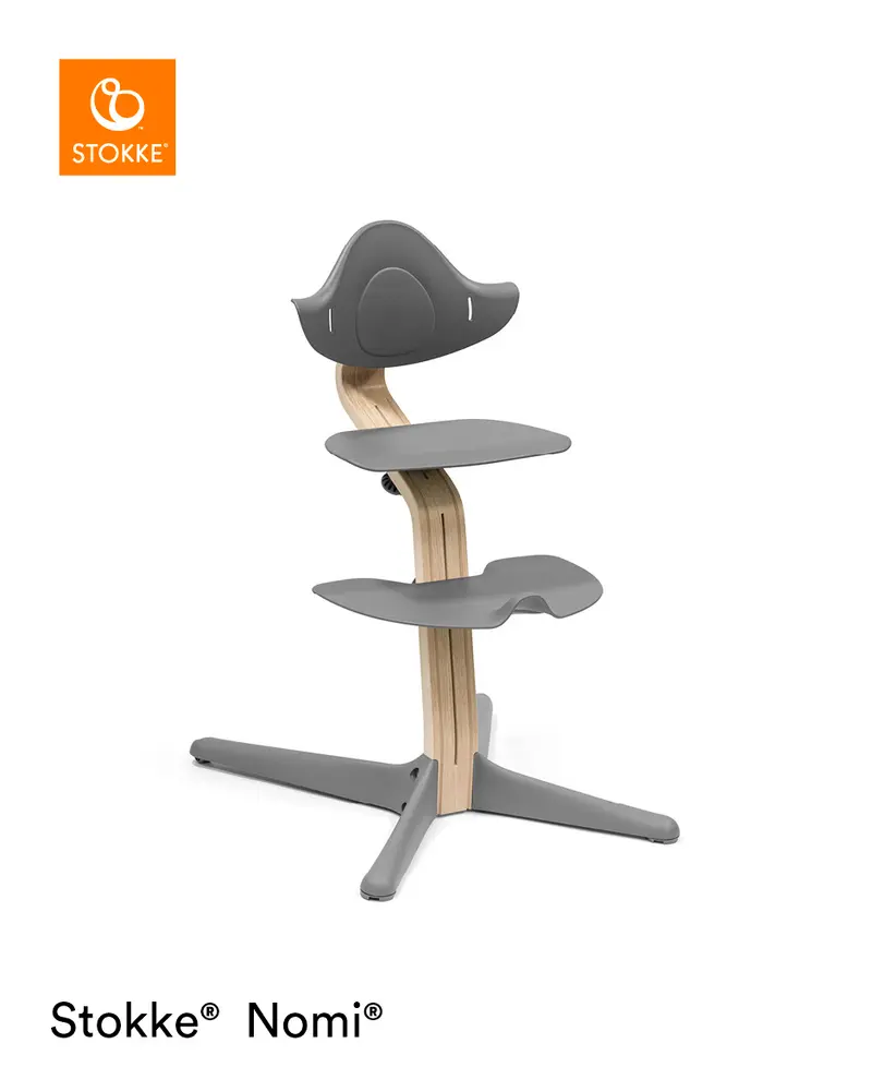 Stokke Nomi Højstol i Natural Grey - Ergonomisk Design