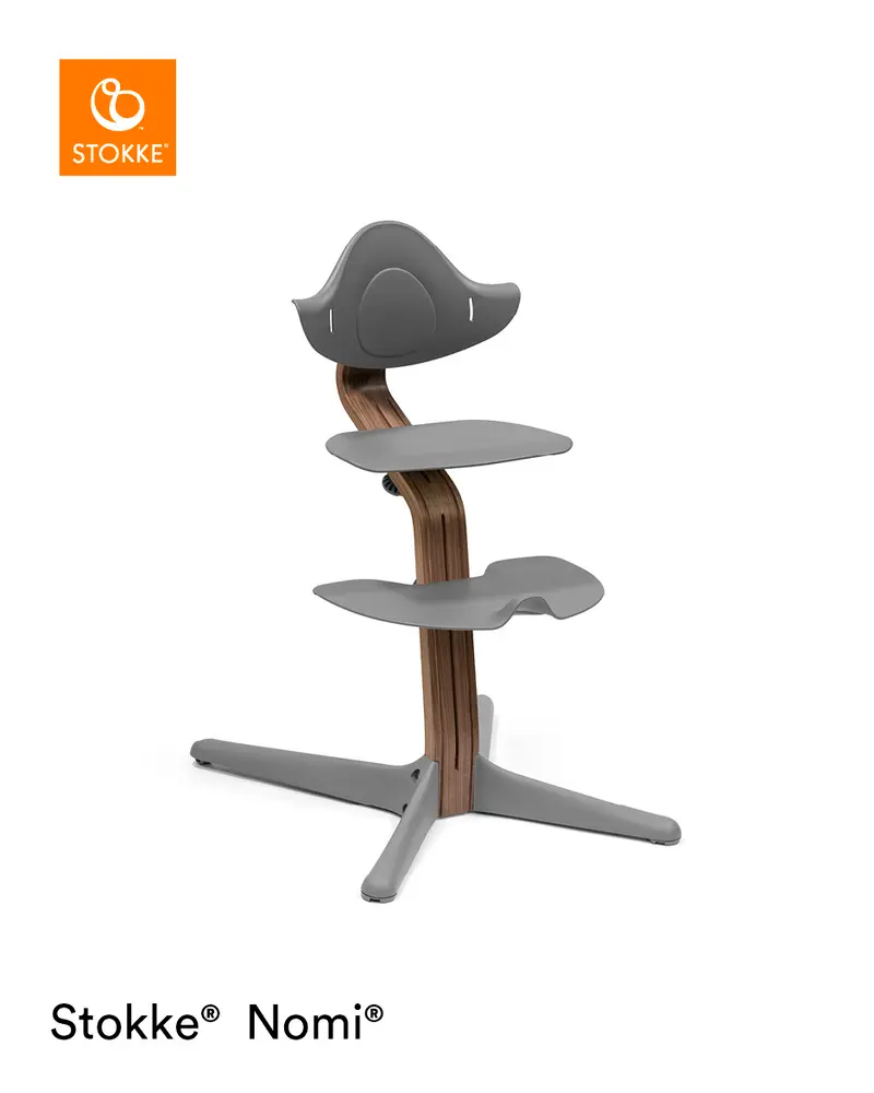 Stokke Nomi Højstol i Valnød og Grå - Ergonomisk Design