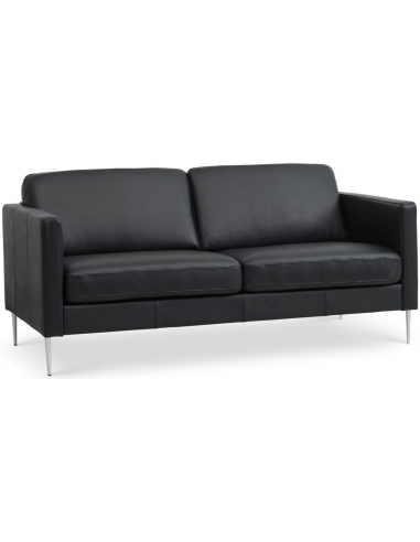 Askset 2-Personers Sofa i Sort Semi-Anilin Læder