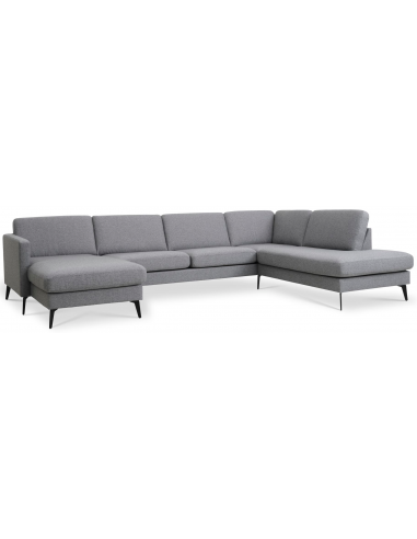 Moderne Højrevendt Sofa i Sort og Lysegrå Polyester