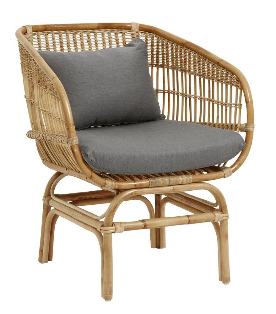Bali Lænestol med Grå Hynder - Nordal Design
