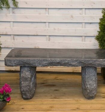 Granit Bænk 100 cm - Håndbearbejdet Mørk Granit