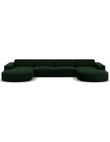 Moderne Jodie U-sofa i sort og flaskegrøn velour