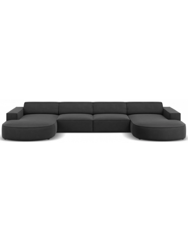 Moderne Jodie U-sofa i sort og grå velour