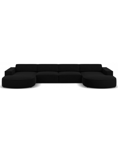 Moderne Jodie U-sofa i sort velour - Fantastisk tilbud!
