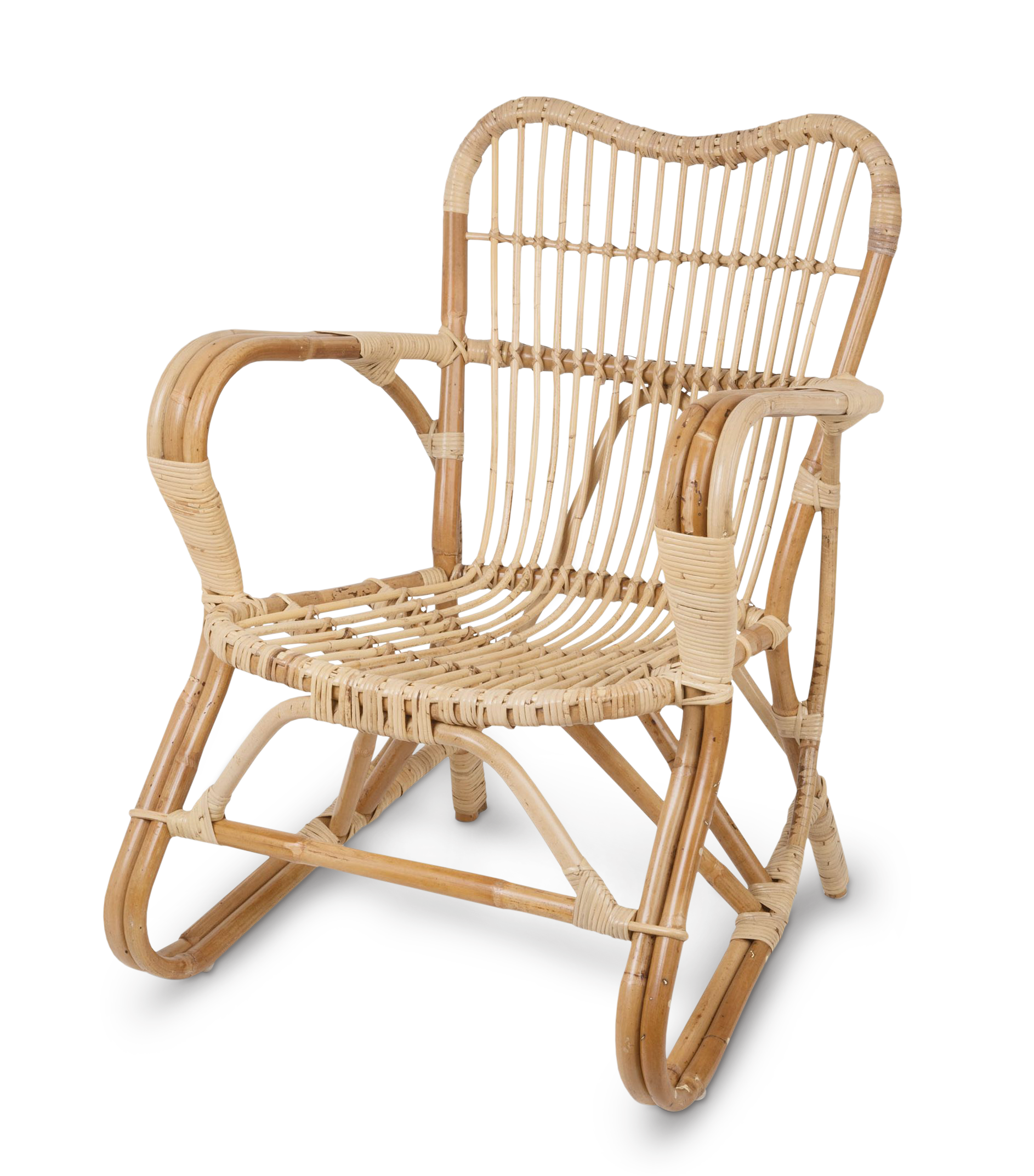 Rattan Stol i Naturfarve med Lav Ryg - Kvalitet fra 50'erne