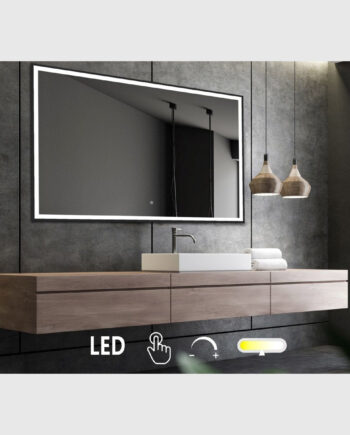 Fie LED Spejl med Sort Ramme og Frontbelysning 140x80cm