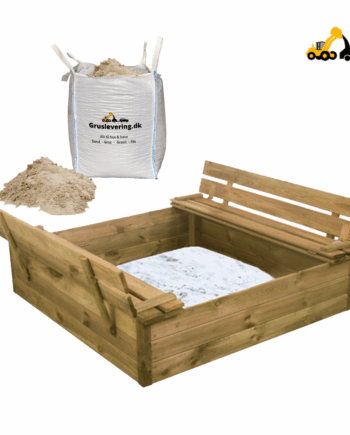 Sandkasse med Bænk og Låg - Inkl. 450 kg Sand
