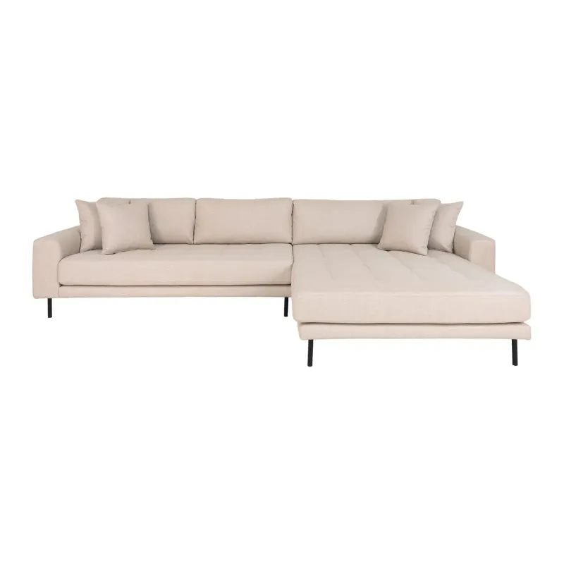 Beige Højrevendt Sofa med Fire Puder - Tilbud!
