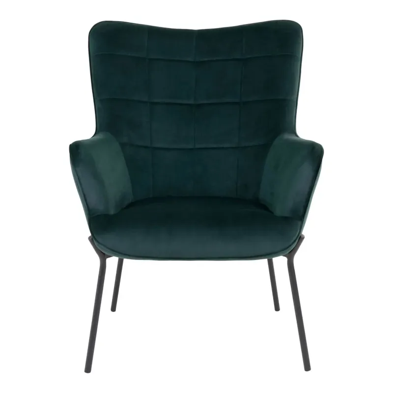 Grøn Velour Stol med Sorte Ben - Fantastisk Tilbud!