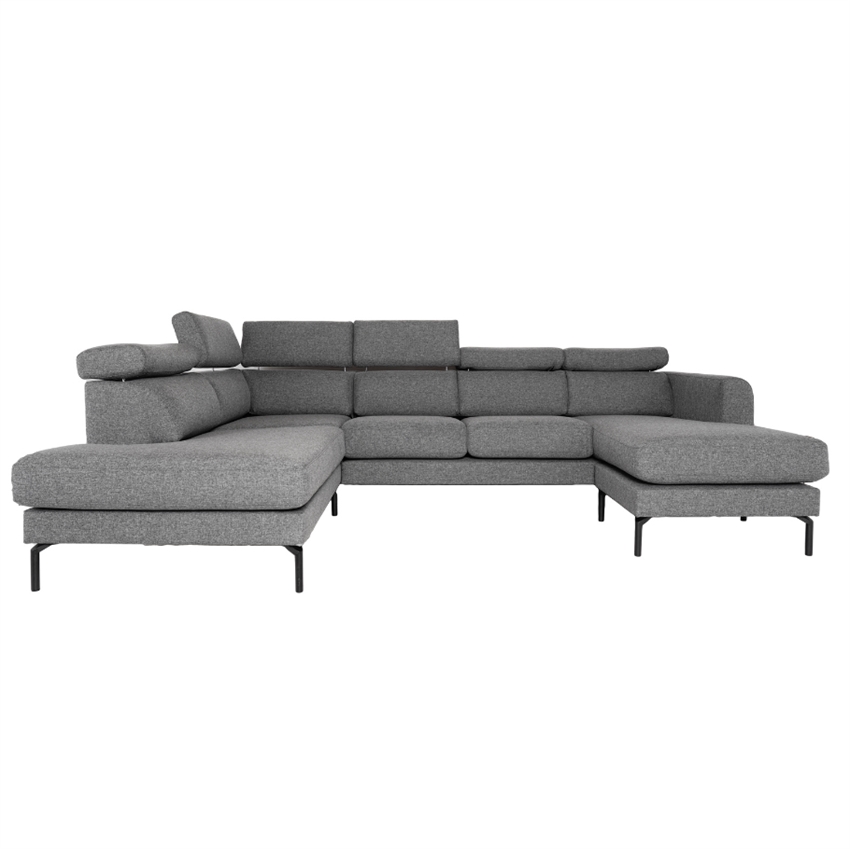 Helsinge U-sofa i mørkegråt stof - Nordic design tilbud