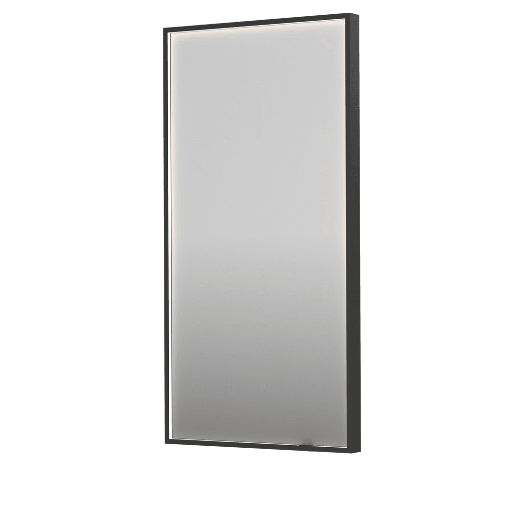 Sp19 Rektangulært Spejl Ramme Med Direkte Led Belysning 50x4x100 Mat Sort Bad&design Sneaker