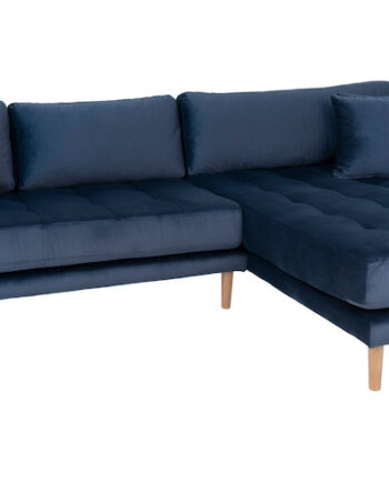 Riviera Lounge Sofa Mørkeblå Velour Højrevendt Længde 290  Sneaker