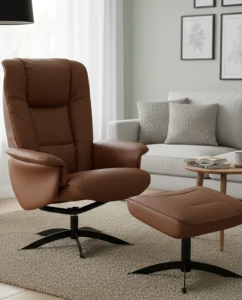 3255 Lænestol Inkl Fodskammel  Cognac Hjort Knudsen Sneaker