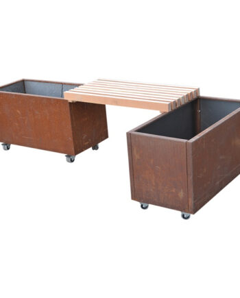 Plantekassesæt Med Bænk Cortenstål Zinkbakken Sneaker