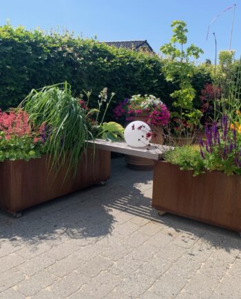 Plantekassesæt Med Bænk 120 & Cortenstål Zinkbakken Sneaker