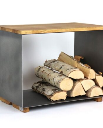 Bænk Egetræ Stål Med Brændeopbevaring Ferrolignum Sneaker