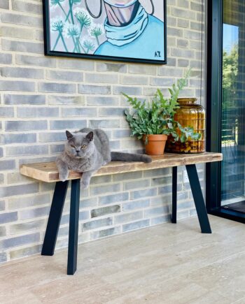 Bænk Genbrugsplanker Sort Stålstel  110 Lakeret Kabeltromlen Sneaker