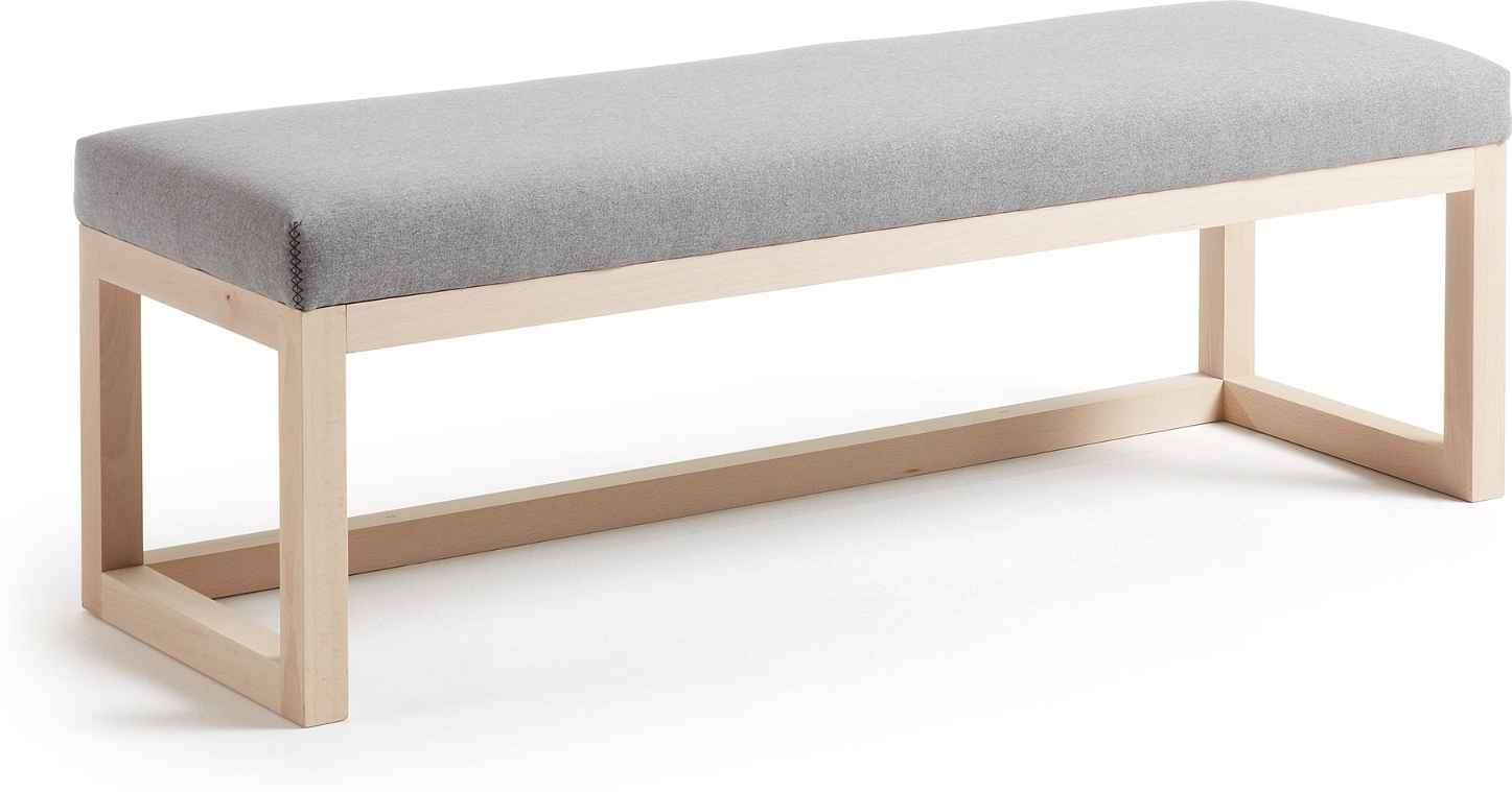 Entrbænk Loya 128x42x41 Grå Natur Polstret Stof Med Bøgetræsfødder Kave Home Sneaker