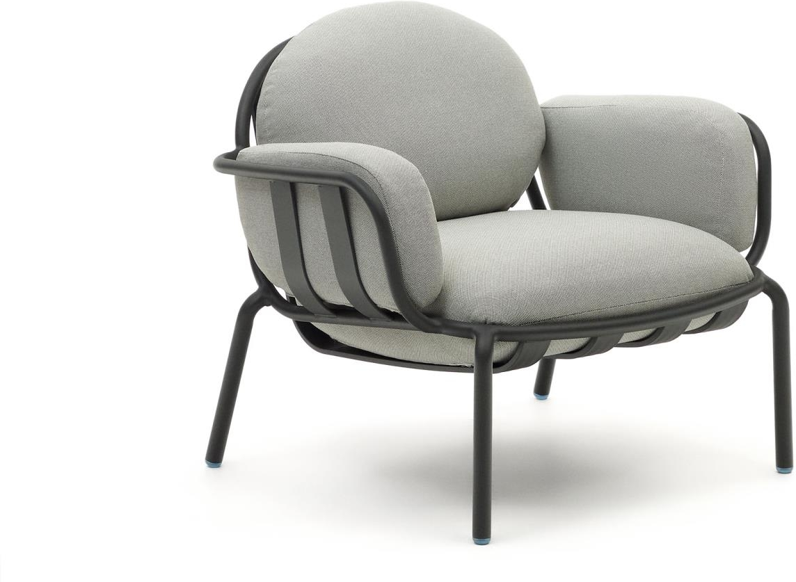 Udendørs Lænestol Joncols Grå Rustresistent Aluminium Armstol Med Aftagelige Betræk Kave Home Sneaker