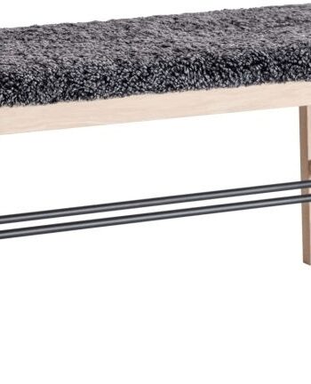 Bænk Oscarssons Mbel Cora Hvidolieret Med Mørkegråt Fåreskind Stålstræbere 90x40  Sneaker